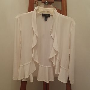 Flowy White 3/4 Sleeve Ruffled Jacket